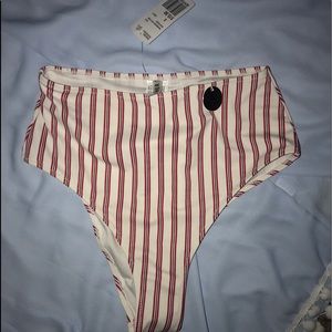 NWT- striped high waisted cheeky bikini bottom